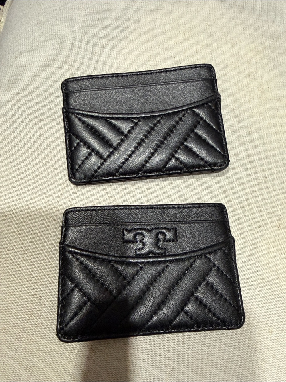 Tory Burch Black Quilted Leather Card Holders